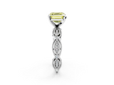 White gold Fancy Yellow Asscher  Solitaire Milgrain Diamond Engagement Ring with Bezel and Marquise Band_2