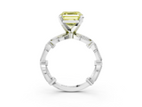 White gold Fancy Yellow Asscher  Solitaire Milgrain Diamond Engagement Ring with Bezel and Marquise Band_3