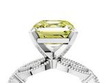 White gold Fancy Yellow Asscher  Solitaire Milgrain Diamond Engagement Ring with Bezel and Marquise Band_4