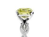 White gold Fancy Yellow Asscher  Solitaire Milgrain Diamond Engagement Ring with Bezel and Marquise Band_5
