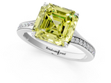 White gold Fancy Yellow Asscher  Solitaire Pavé Band with Four-Prong Setting_35