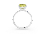 White gold Fancy Yellow Asscher  Solitaire Pavé Diamond Engagement Ring with Four-Prong Setting_20