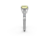 White gold Fancy Yellow Asscher  Solitaire Pavé Diamond Milgrain Engagement Ring with Four-Prong Setting_2