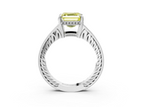 White gold Fancy Yellow Asscher  Solitaire Pavé Diamond Milgrain Engagement Ring with Four-Prong Setting_3