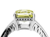White gold Fancy Yellow Asscher  Solitaire Pavé Diamond Milgrain Engagement Ring with Four-Prong Setting_4