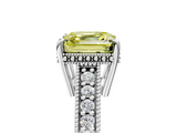 White gold Fancy Yellow Asscher  Solitaire Pavé Diamond Milgrain Engagement Ring with Four-Prong Setting_5