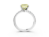 White gold Fancy Yellow Asscher  Solitaire Pave Diamond Engagement Ring with Four-Prong Setting_3