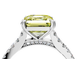 White gold Fancy Yellow Asscher  Solitaire Pave Diamond Engagement Ring with Prong Setting_10