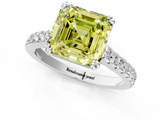 White gold Fancy Yellow Asscher  Solitaire Pave Diamond Engagement Ring with Prong Setting_1