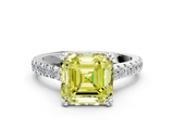 White gold Fancy Yellow Asscher  Solitaire Pave Diamond Engagement Ring with Prong Setting_29