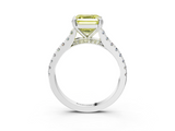 White gold Fancy Yellow Asscher  Solitaire Pave Diamond Engagement Ring with Prong Setting_3