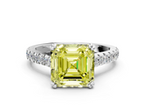 White gold Fancy Yellow Asscher  Solitaire Pave Diamond Engagement Ring with Prong Setting_6