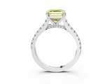 White gold Fancy Yellow Asscher  Solitaire Pave Diamond Engagement Ring with Prong Setting_9
