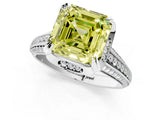 White gold Fancy Yellow Asscher  Solitaire Pave Split Shank Ring with Four-Prong Setting_94