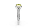 White gold Fancy Yellow Asscher  Solitaire Pave Split Shank Ring with Four-Prong Setting_95