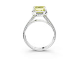 White gold Fancy Yellow Asscher  Solitaire Pave Split Shank Ring with Four-Prong Setting_96