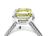 White gold Fancy Yellow Asscher  Solitaire Pave Split Shank Ring with Four-Prong Setting_97