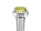 White gold Fancy Yellow Asscher  Solitaire Pave Split Shank Ring with Four-Prong Setting_98
