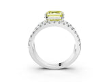 White gold Fancy Yellow Asscher  Solitaire Split Shank Pave Diamond Ring_44