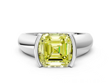 White gold Fancy Yellow Asscher  Solitaire Tension Set Diamond Ring with Wide Band_55