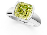 White gold Fancy Yellow Asscher  Solitaire Tension Set Diamond Ring with Wide Band_56