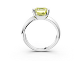 White gold Fancy Yellow Asscher  Solitaire Tension Set Diamond Ring with Wide Band_57