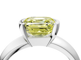 White gold Fancy Yellow Asscher  Solitaire Tension Set Diamond Ring with Wide Band_58