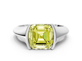 White gold Fancy Yellow Asscher  Solitaire Tension Set Diamond Ring_37
