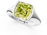 White gold Fancy Yellow Asscher  Solitaire Tension Set Diamond Ring_38