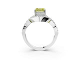 White gold Fancy Yellow Asscher  Solitaire Twist Band Pavé Diamond Engagement Ring_18
