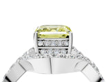 White gold Fancy Yellow Asscher  Solitaire Twist Band Pavé Diamond Engagement Ring_19