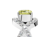 White gold Fancy Yellow Asscher  Solitaire Twist Band Pavé Diamond Engagement Ring_20