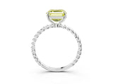 White gold Fancy Yellow Asscher  Solitaire Twist Band Ring with Four-Prong Setting_157