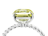 White gold Fancy Yellow Asscher  Solitaire Twist Band Ring with Four-Prong Setting_158