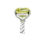 White gold Fancy Yellow Asscher  Solitaire Twist Band Ring with Four-Prong Setting_159