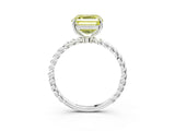 White gold Fancy Yellow Asscher  Solitaire Twist Band Ring with Four-Prong Setting_16