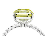 White gold Fancy Yellow Asscher  Solitaire Twist Band Ring with Four-Prong Setting_17