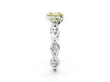 White gold Fancy Yellow Asscher  Solitaire Twist Band with Leaf Prong Setting_28