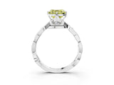 White gold Fancy Yellow Asscher  Solitaire Twist Band with Leaf Prong Setting_29
