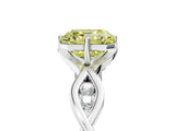 White gold Fancy Yellow Asscher  Solitaire Twist Band with Leaf Prong Setting_30