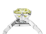 White gold Fancy Yellow Asscher  Solitaire Twist Band with Leaf Prong Setting_30