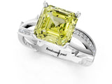White gold Fancy Yellow Asscher  Solitaire Twist Band with Pavé Accents and Four-Prong Setting_21