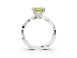 White gold Fancy Yellow Asscher  Solitaire Twist Band with Pavé Accents and Four-Prong Setting_23
