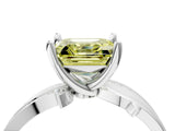 White gold Fancy Yellow Asscher  Solitaire Twist Band with Pavé Accents and Four-Prong Setting_24