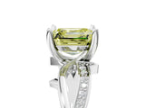 White gold Fancy Yellow Asscher  Solitaire Twist Band with Pavé Accents and Four-Prong Setting_25