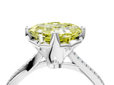 White gold Fancy Yellow Asscher  Solitaire Twist Band with Pavé Diamonds and Four-Prong Setting_119