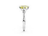 White gold Fancy Yellow Asscher  Solitaire Twist Band with Pavé Diamonds and Four-Prong Setting_149
