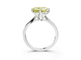 White gold Fancy Yellow Asscher  Solitaire Twist Band with Pavé Diamonds and Four-Prong Setting_150