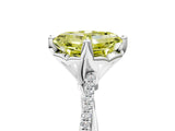 White gold Fancy Yellow Asscher  Solitaire Twist Band with Pavé Diamonds and Four-Prong Setting_152