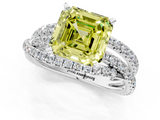 White gold Fancy Yellow Asscher  Solitaire Twist Band with Pavé Setting and Four-Prong Setting_1